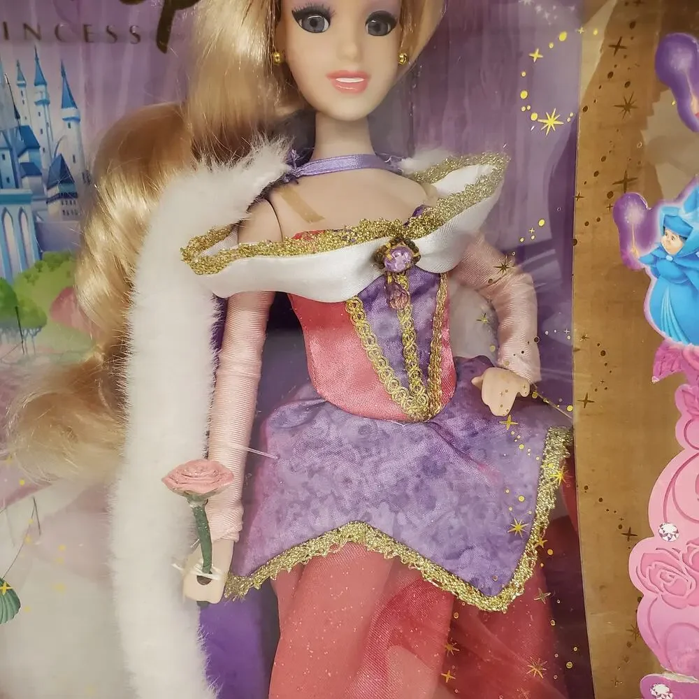 Disney Princess Sleeping Beauty Aurora Porcelain Doll Brass Key Keepsakes